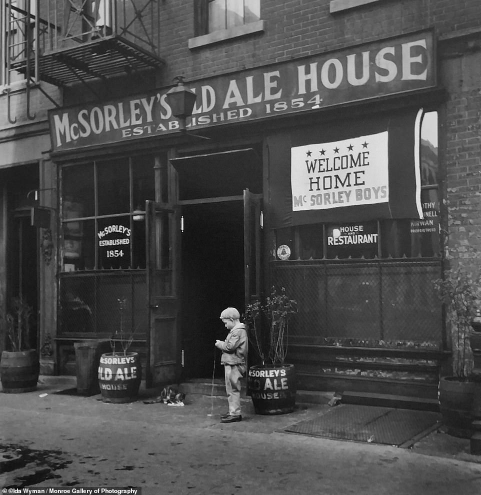 Opened in 1894, McSorley's Old Ale House in New York City's East Village neighborhood is heralded as the city's oldest saloon. This photo snapped in 1945, titled 'Welcome Home McSorley's Boys' salutes soldiers returning home from WWII. The bar famously did not admit women until 1971.