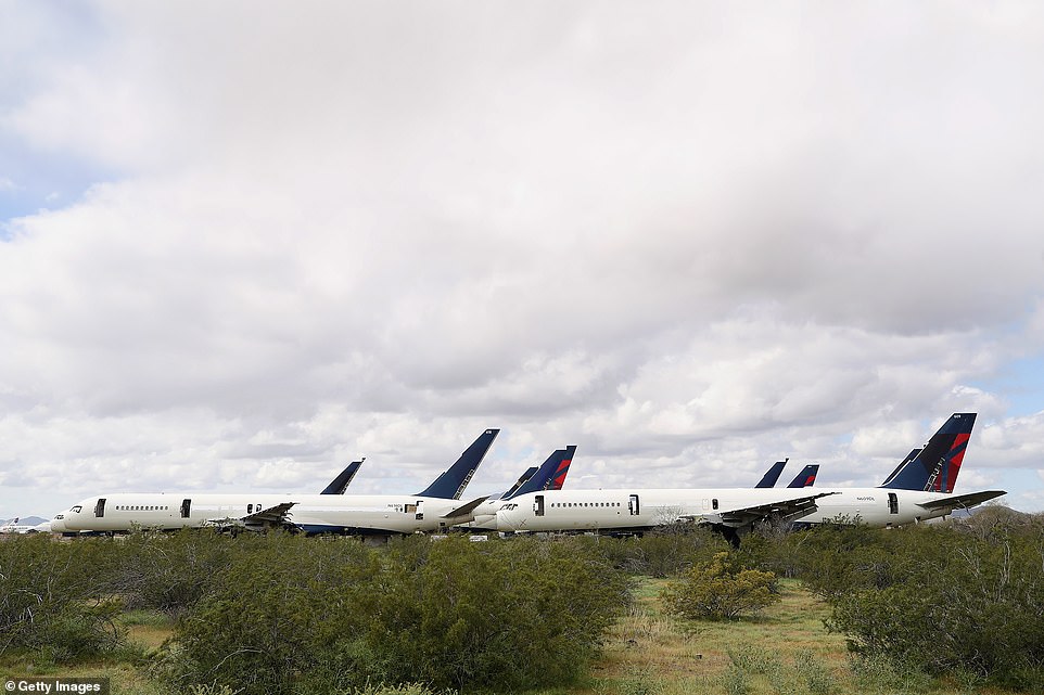 Decommissioned and suspended commercial aircrafts are seen stored in Pinal Airpark. Most aging aircraft that touch down at the airpark will never take to the skies again and the skeletons of many old models can be found laid out in the sun