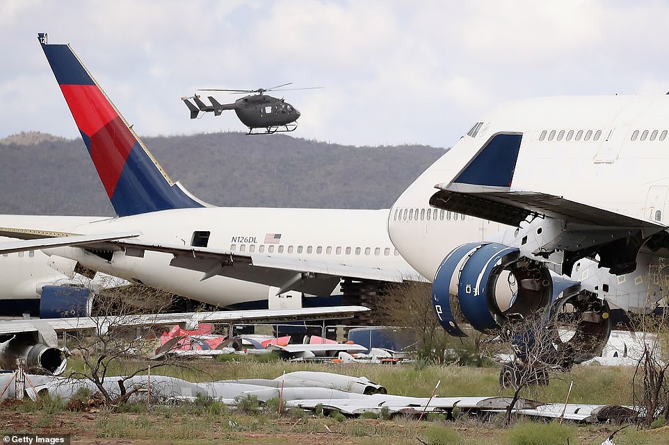 Decommissioned and suspended commercial aircrafts are seen stored in Pinal Airpark in March in Marana, Arizona