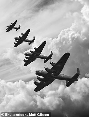 With 137 ops under her belt, S-Sugar is one of only 20 Lancasters to have completed more than 100 wartime missions. Pictured: Lancaster bombers in the Battle of Britain