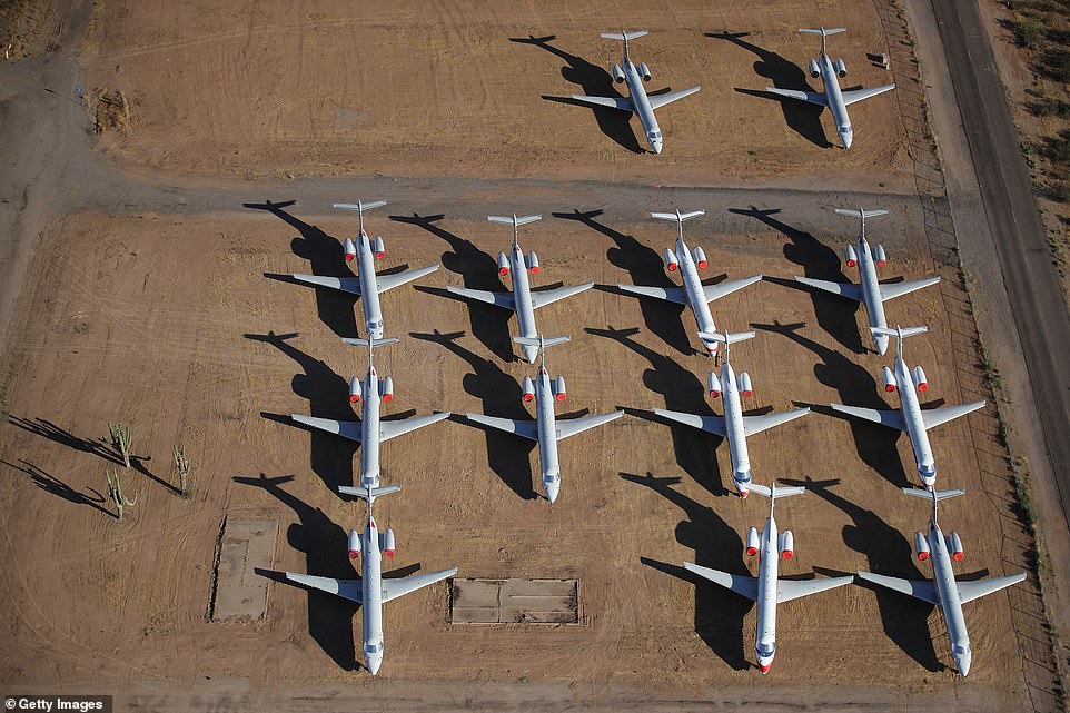 There's still space for plenty more planes to be placed into storage including for smaller regional jets like these, pictured