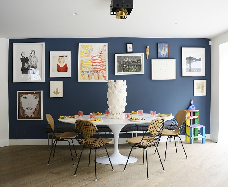 Perched on a gated promontory behind the illustrious Chateau Marmont Hotel, the stylishly unconventional 1920s villa presides over almost half an acre and boasts three floors with four bedrooms and seven bathrooms (pictured is one of the living spaces)