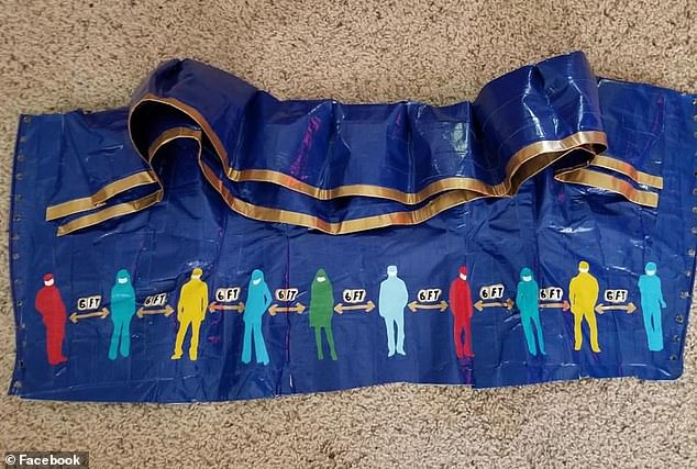 Social distancing! Part of the dress demonstrates how people should keep six feet apart