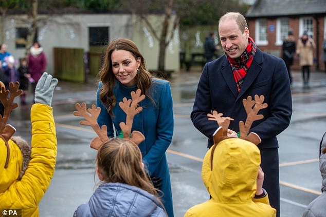 The Duke and Duchess of Cambridge meet staff and pupils during a visit to Holy Trinity Church of England First School in Berwick-upon-Tweed in Northumberland