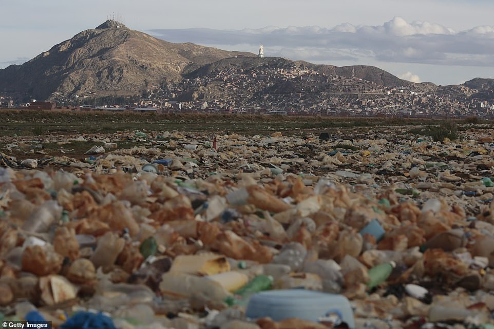 Oruro Mayor David Choque said local and national authorities planned to clean up rubbish that has piled up in the lake in order to 'show a different picture' of the area