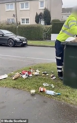 In the clip, recorded on March 4, a heated discussion is already underway between the homeowner and the council worker