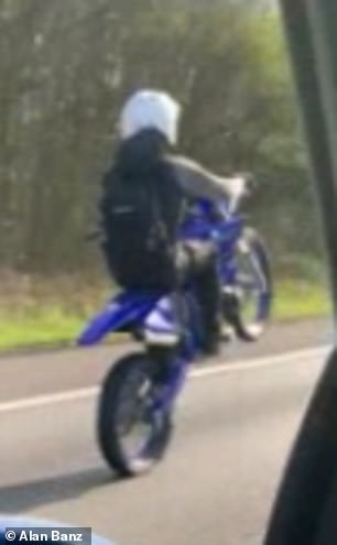 Some of the riders veered into the lane ahead of Alan's car