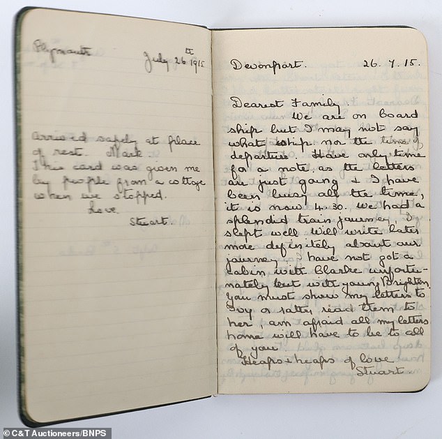 The letter was kept by the mother and then transcribed by another family member into a book containing all Lieutenant Shoosmith's wartime correspondence (pictured)