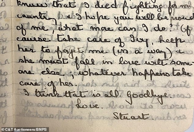 He said towards the end of the letter: 'If I shall get knocked out you will know that I died fighting for my country, and I hope you will be proud of me. What more can I do?'