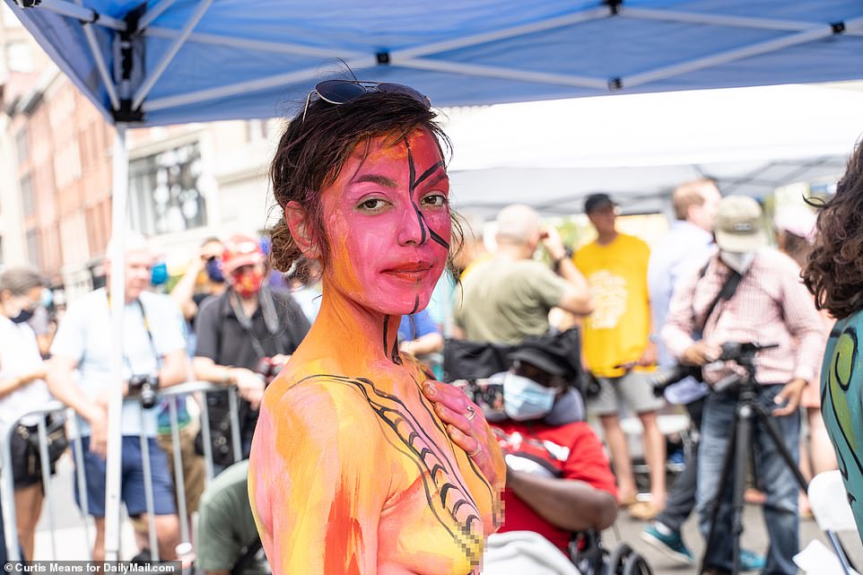 Any signs of blushing were easily disguised by the pink paint used in this colorful creation