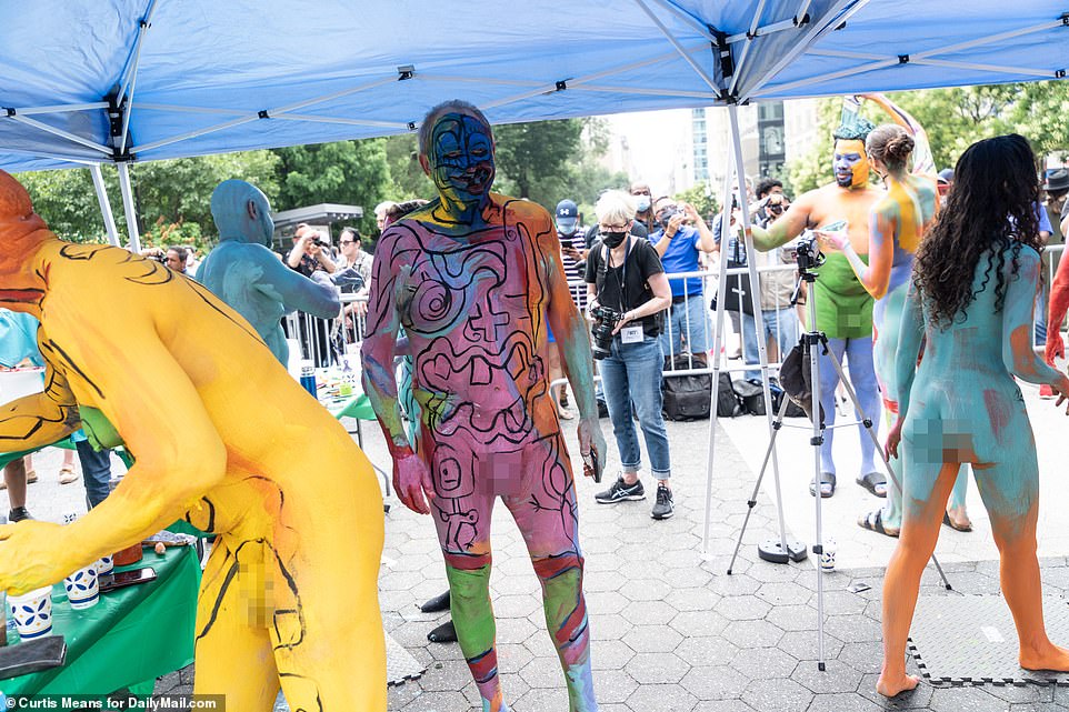 All colors of the rainbow were on display as people stood and waited for their skin to spring to life