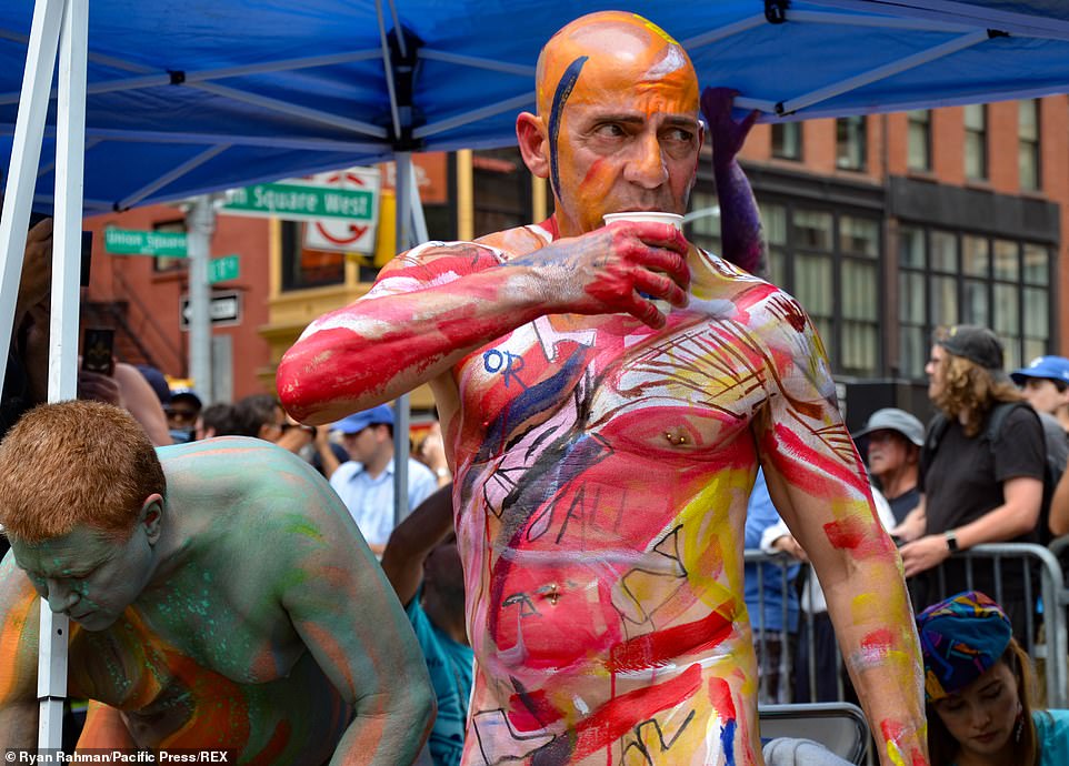 Mandatory Credit: Photo by Ryan Rahman/Pacific Press/REX (12230941i) Participants take part in the annual bodypainting day in Union Square, July 25, 2021, in New York City. NYC Annual Body Painting Day, New York, United States - 25 Jul 2021