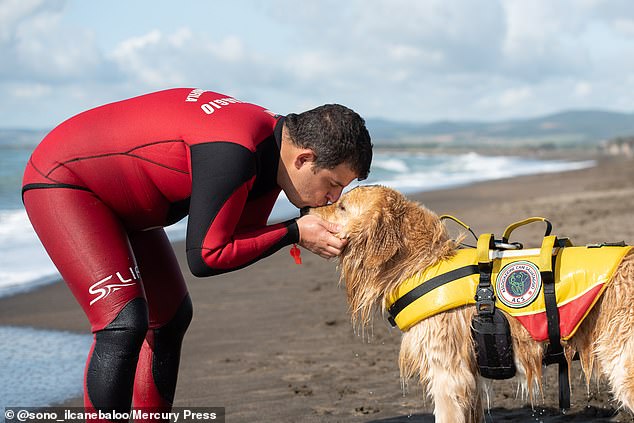 Proud owner Simone Filesi, 33, from Rome, who is a teacher and volunteer lifeguard, said: 'I would trust Baloo with my life'