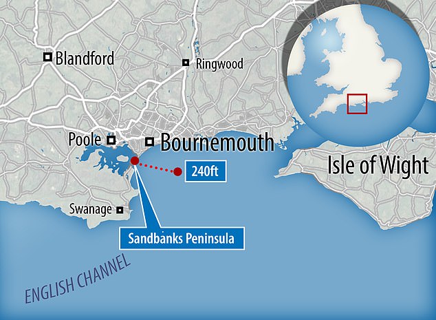 Oly Rush said he was circled by up to 50 sharks around 240ft off the coast of Dorset