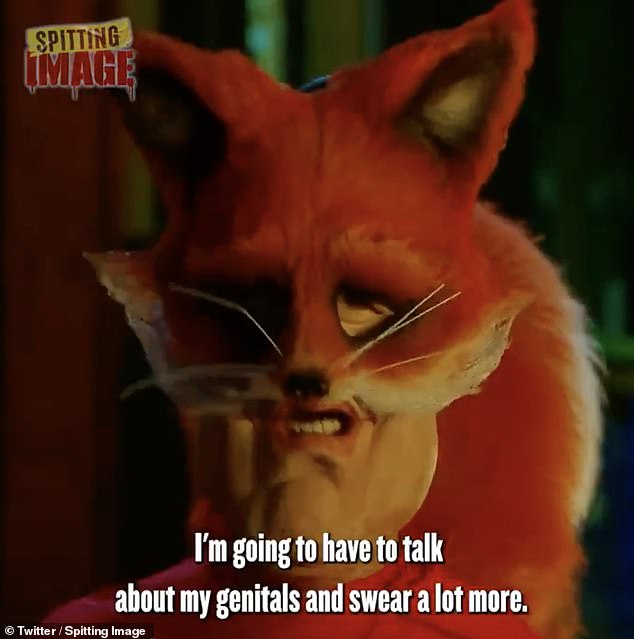 Later in the Spitting Image clip, Sir Keir's character says: 'I learned a valuable lesson. If I'm going to save this nation from the forces of darkness I'm going to have to talk about my genitals and swear a lot more'