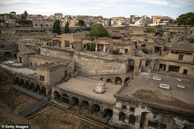 Pictured is a computer generated image of what Herculaneum once looked like