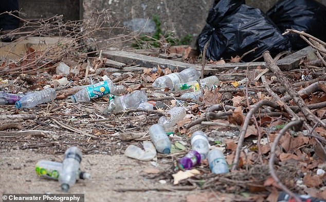 Pictured, plastic bottles on the Thames foreshore. Most plastic pollution in the oceans originates on land, entering the oceans either directly from coastal communities or following transportation by rivers and through estuaries