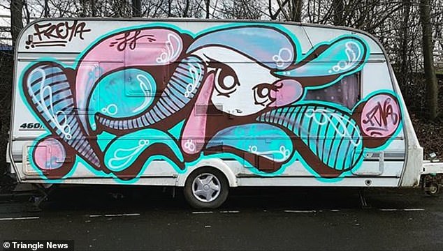 Reece's caravan before the blaze. He is convinced if the fire hadn't taken hold that day in March 2019, he would be dead by now