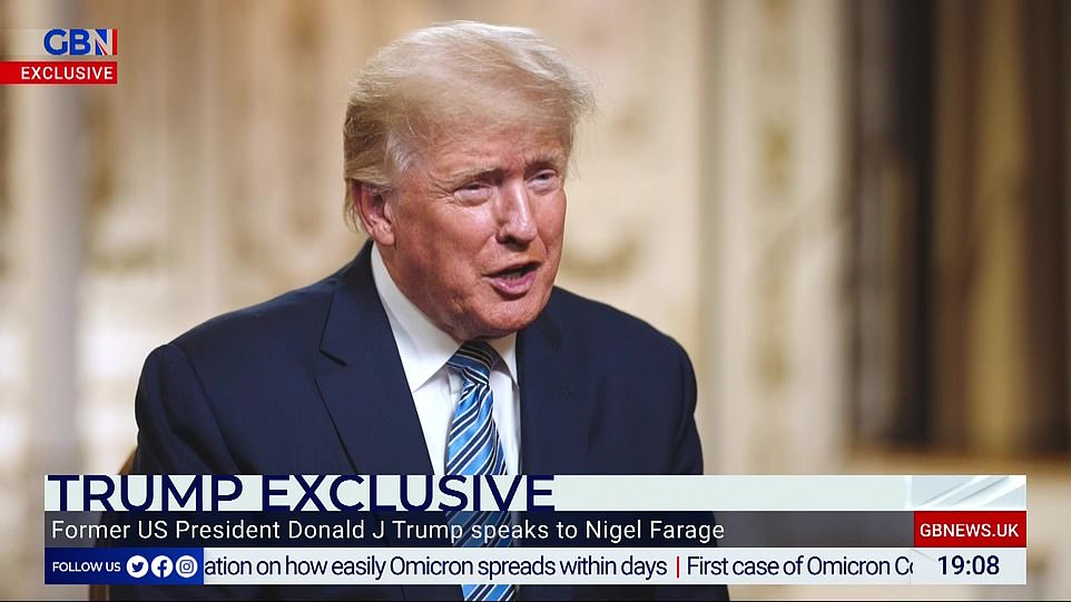 In an interview aired tonight on GB News, Mr Trump criticised Mr Johnson for trying to turn the UK into the Saudi Arabia of wind to cut emissions, adding that turbines 'kill all the birds' and are 'horrible'
