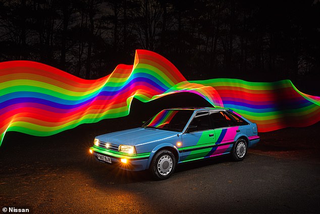 The creation is to celebrate the 35th anniversary of Nissan building motors in Sunderland. The Bluebird was the first car to roll off the UK production line in 1986