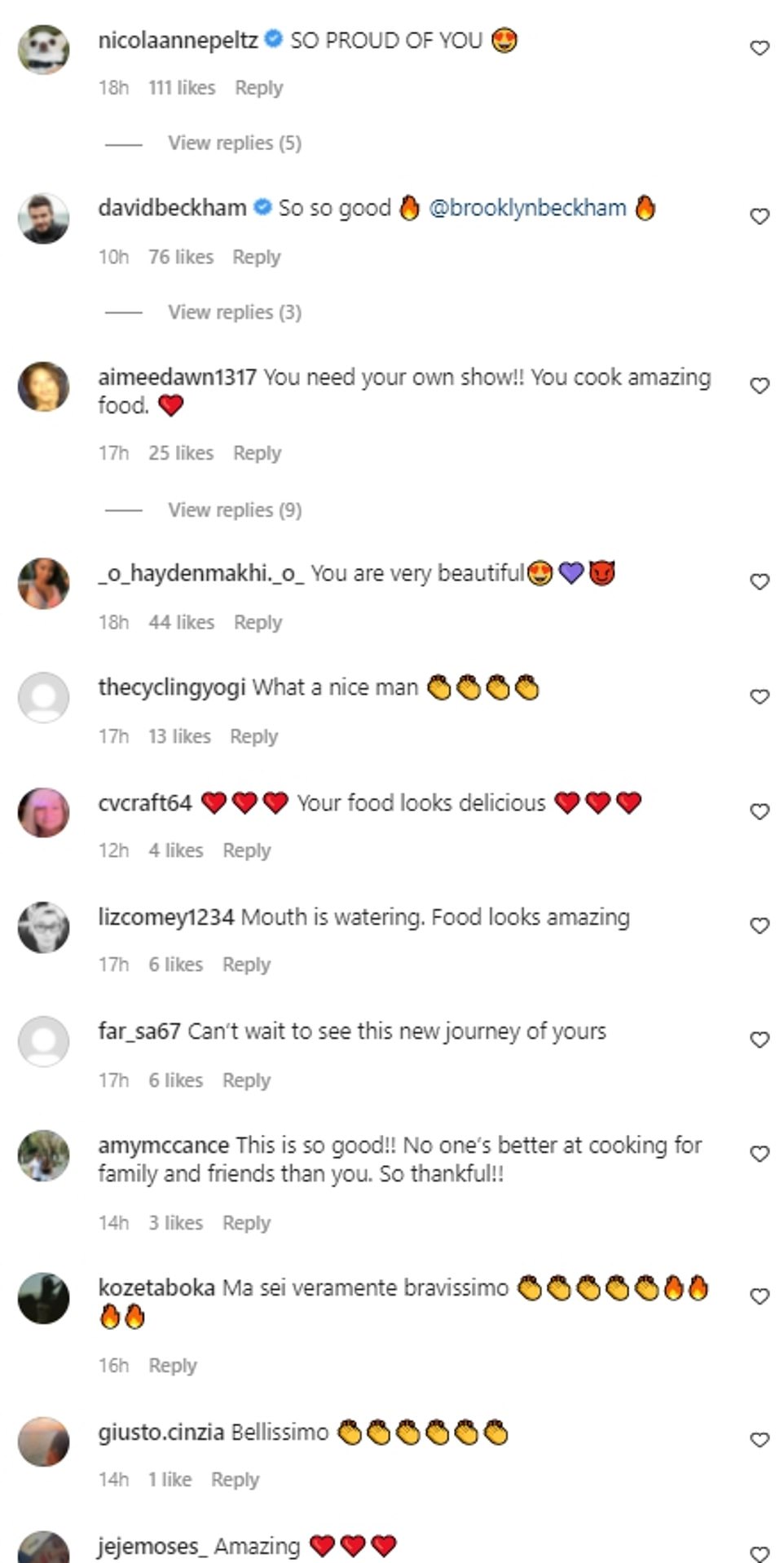 Delighted: Romeo's father David and fiancée Nicola were among his delighted followers sharing their support online