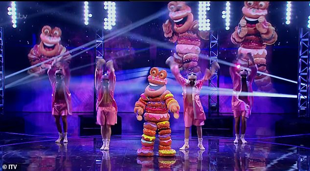 Funny costume: Donut gave a rousing performance of Eye of The Tiger and was then voted for by the audience