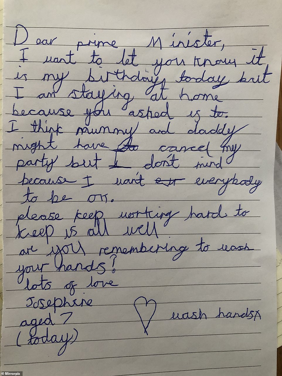 Just months earlier, Mr Johnson had praised Josephine, who had cancelled a party just days before the first shutdown