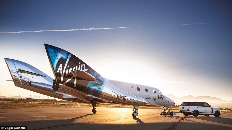 Once it reaches 50,000 feet (15,240 metres) the carrier plane releases SpaceShipTwo, a reusable, winged spacecraft designed to carry six passengers and two pilots into space. Virgin Galactic has named its first SpaceShipTwo VSS Unity (pictured) - the craft that the company has used in all of its test flights - though the firm is expected to produce more in future