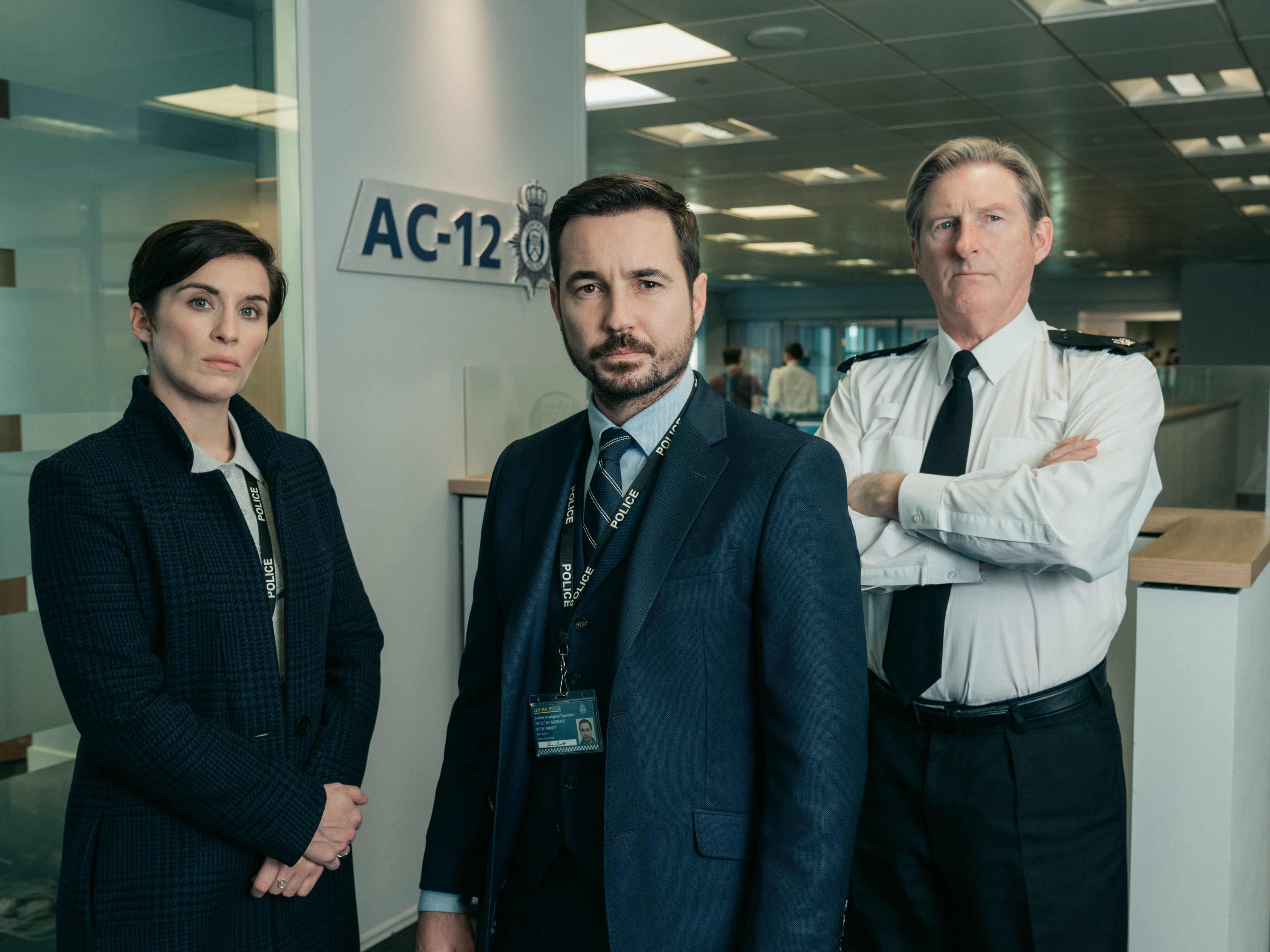  Martin Compston alongside his co-stars Vicky McClure and Adrian Dunbar in Line Of Duty
