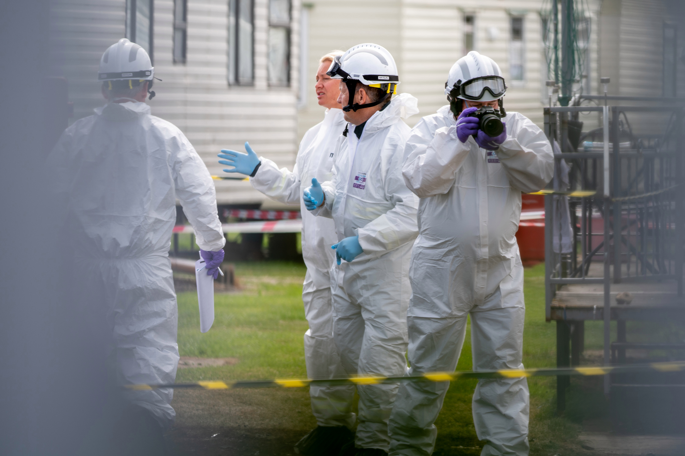 Teams working on the scene at Sealands Caravan Park