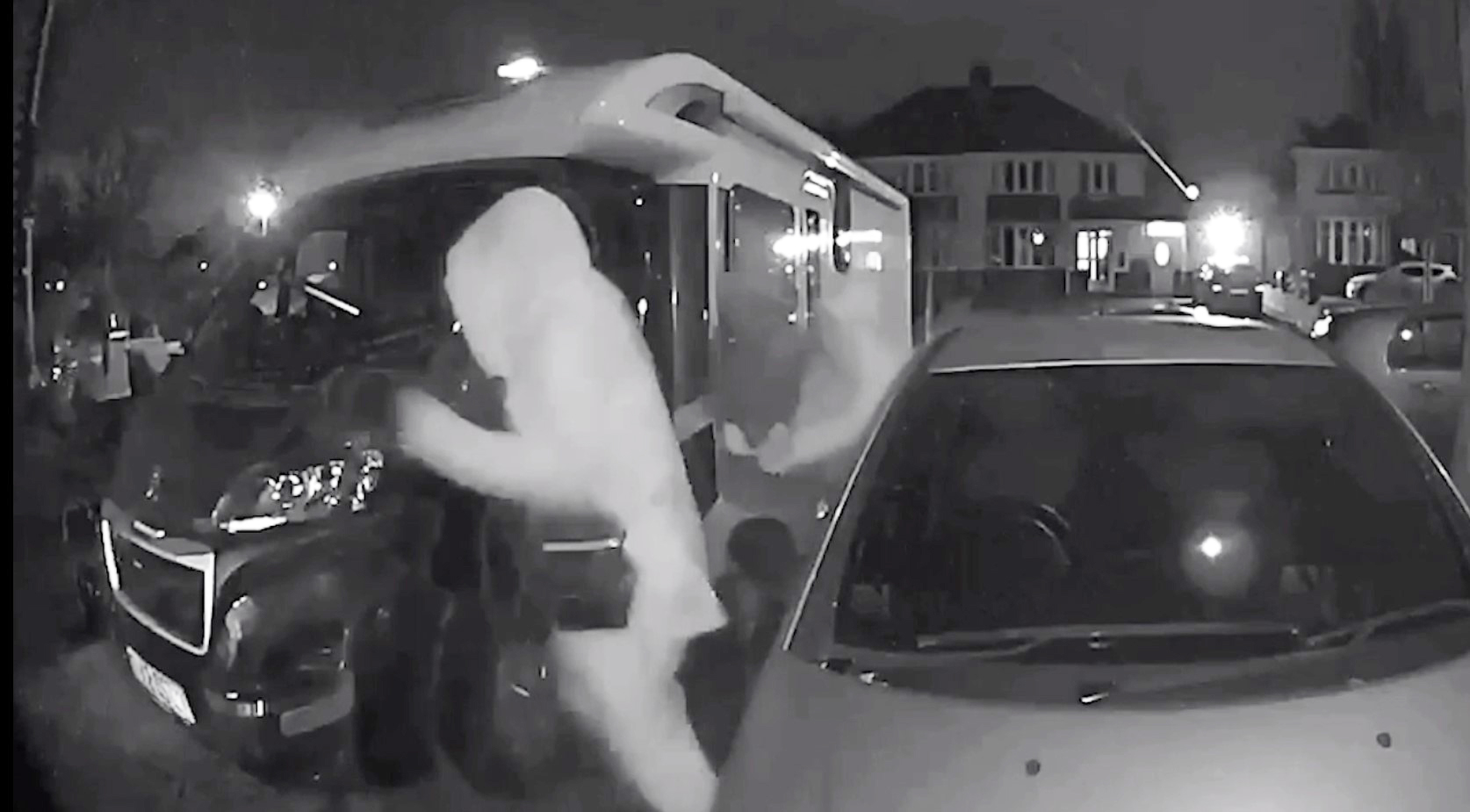 After kicking Arthur in the chest, the yobs ran into the home