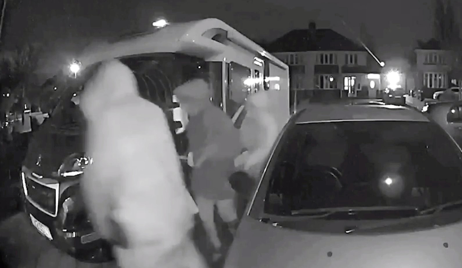 The three yobs ran into the home after attacking the man