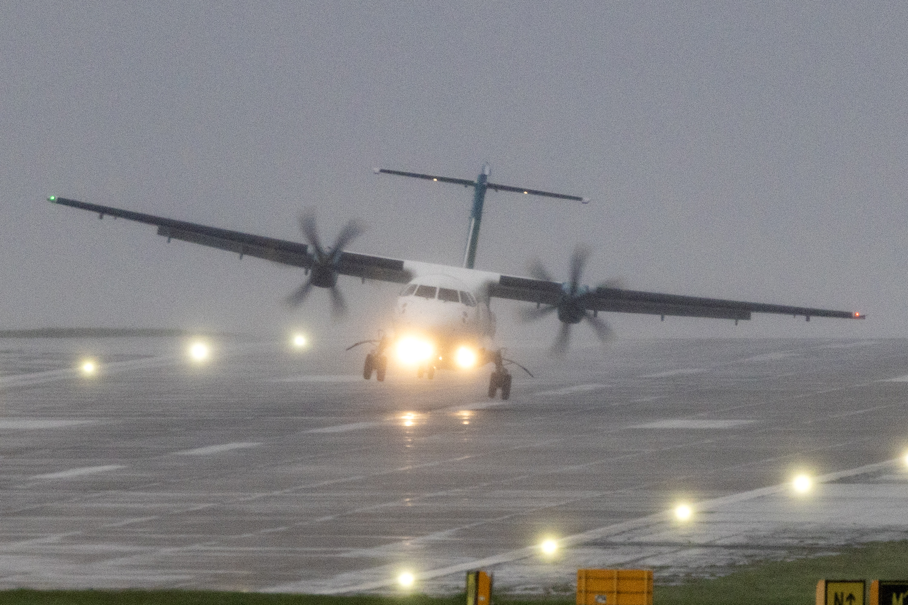 A plane has a bumpy landing at Leeds Bradford Airport