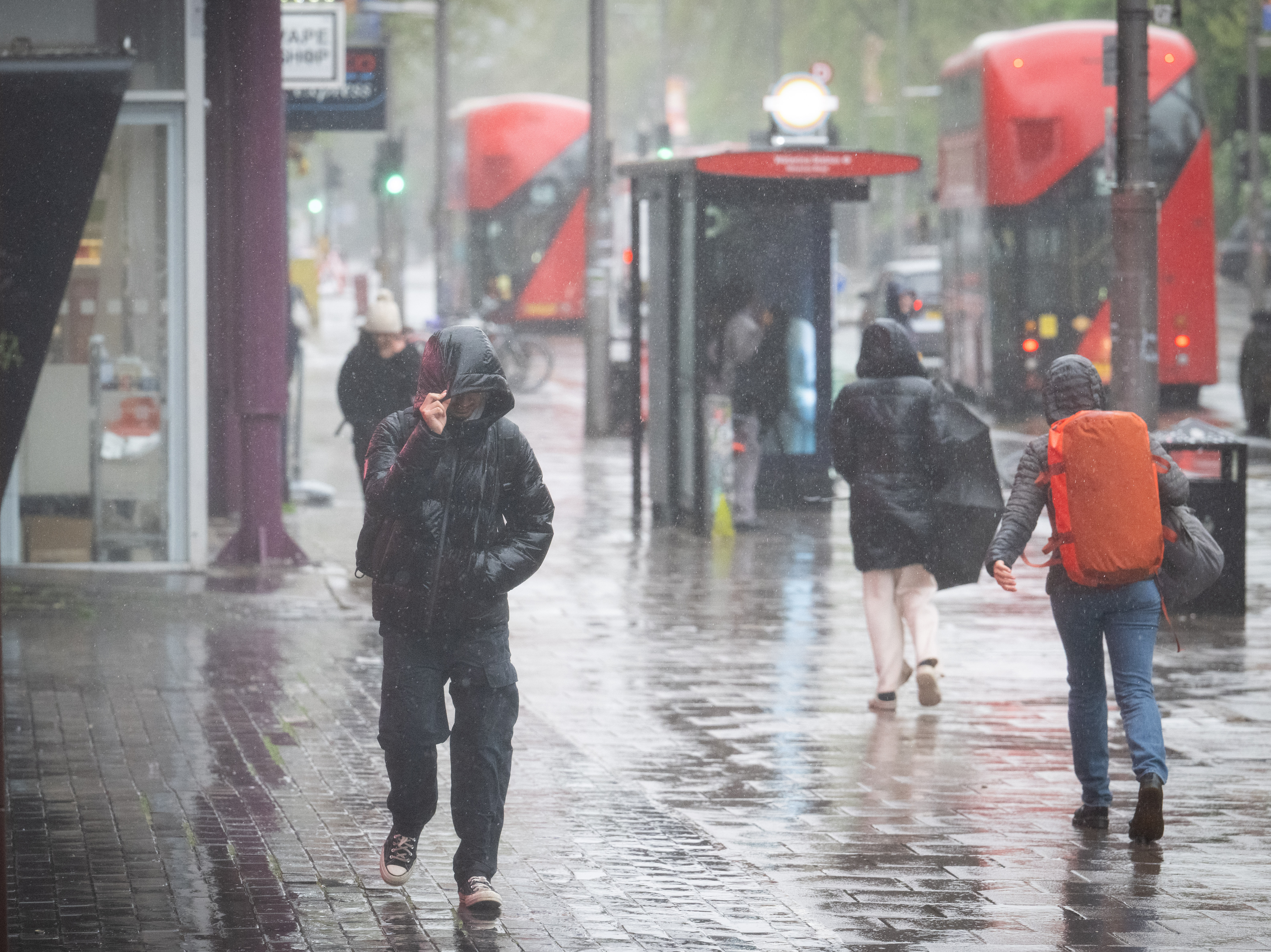 Miserable weather near Waterloo station